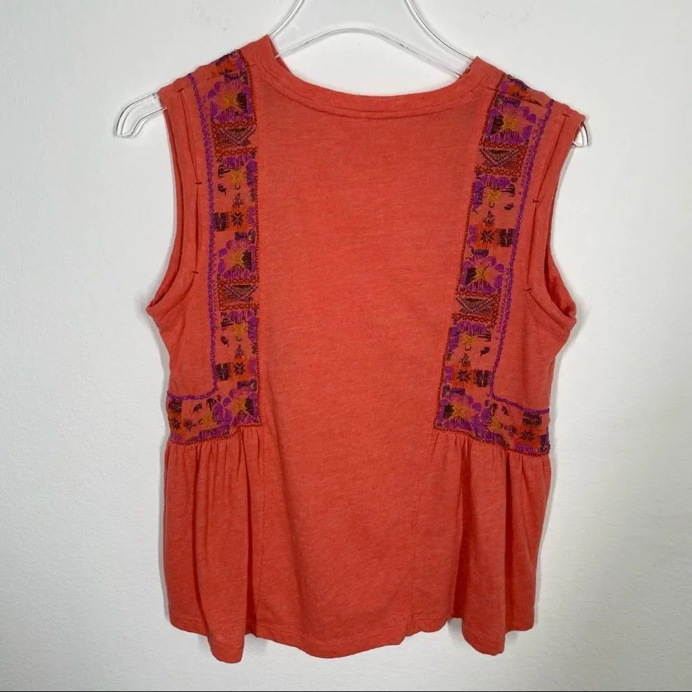 Free People Marcy Sleveless Top Embrodiered XS